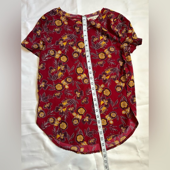 Abercrombie & Fitch Women Maroon Floral Short Sleeve Top Polyester Size XS EUC - Picture 7 of 8